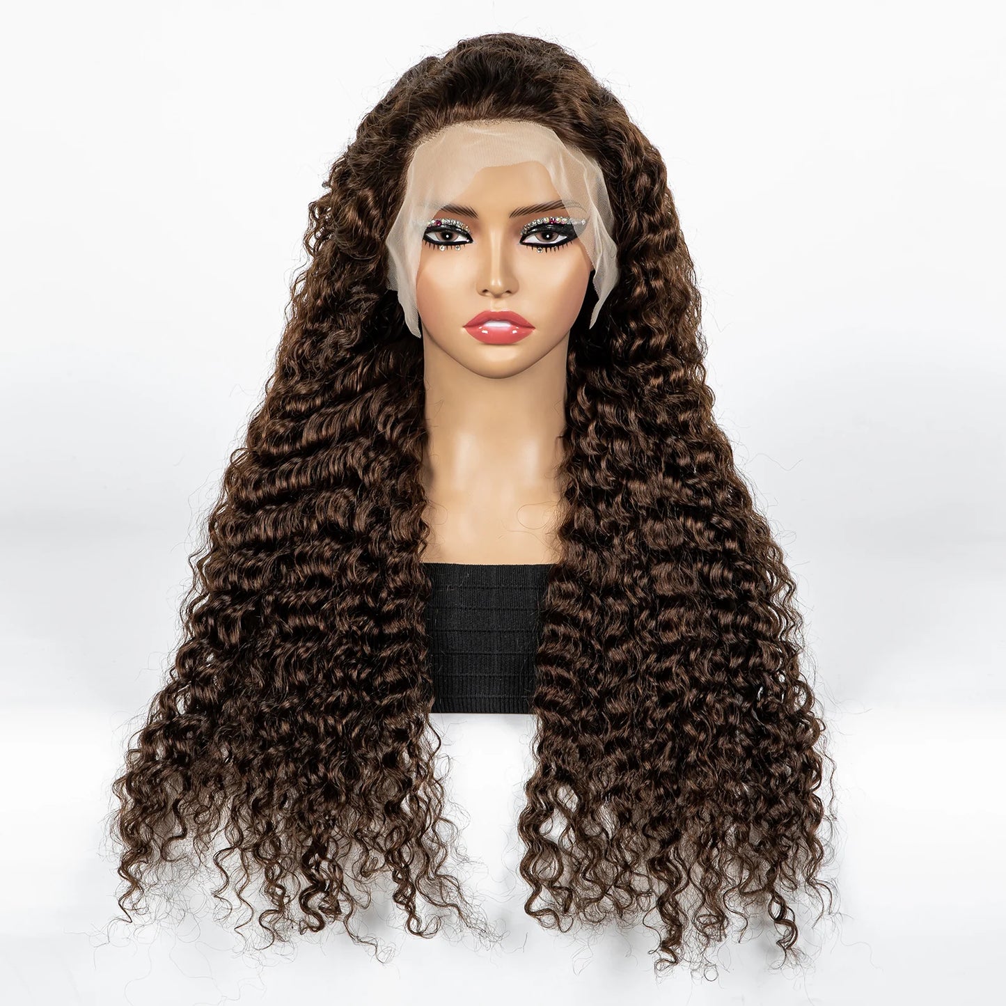 300% Density Ombre 30 Inches Water Wave Wavy Curly Human Hair Wigs 13x4 Transparent Lace Frontal Human Hair Wig for Women