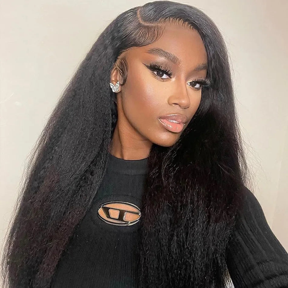 34 Inch 13X4 Transparent Yaki Kinky Straight Lace Front Human Hair Wigs For Women Curly 4X4 Closure Wig Pre Plucked Wig On Sale