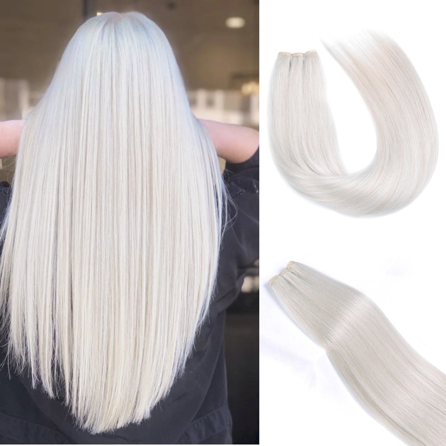 Straight Hair Extensions Synthetic Smooth Ombre Hair Weaving 26 inches brown Synthetic Straight Hair Bundles Full To End