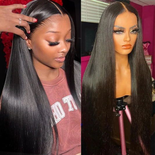 Lace Frontal Straight Lace Wigs for Women Synthetic Lace Wig 13x4" Lace Front Wig Black 99J Pre plucked Fiber Wig Daily Use