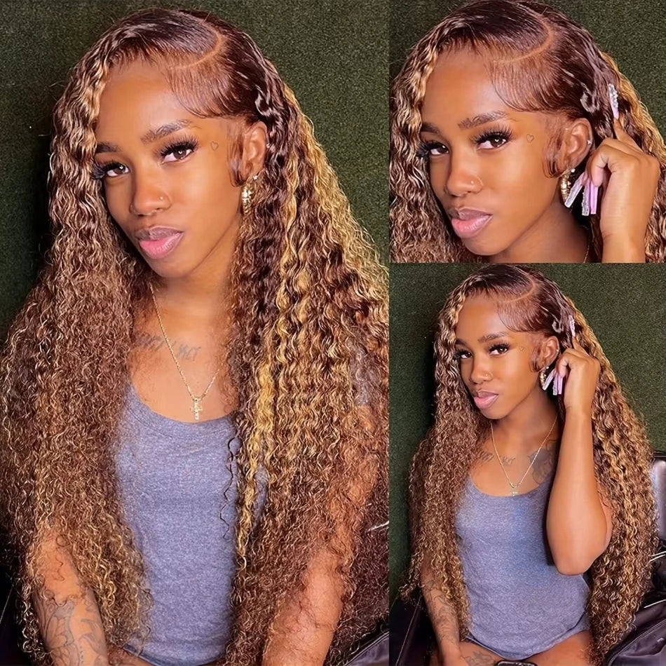 Highlight Curly Wigs 13x6 Lace Front Human Hair Wig Honey Blonde Deep Wave 13x4 Hd Lace Wigs 100 Human Hair Wigs For Women