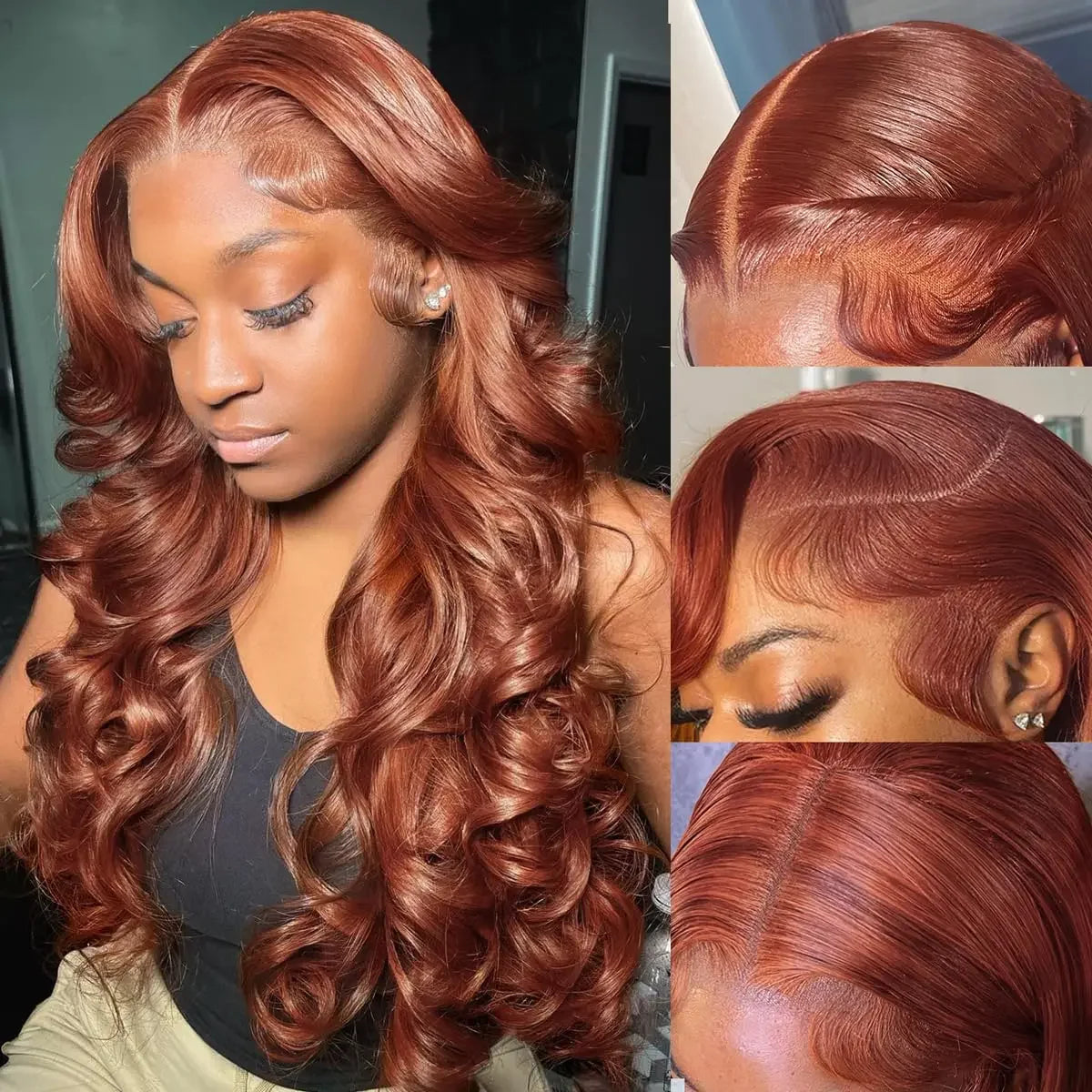 Reddish Brown Body Wave Lace Front Wigs 100% Human Hair 13x6 Lace Frontal Wig Brazilian Pre Plucked 13x4 Dark Red Brown Full Wig