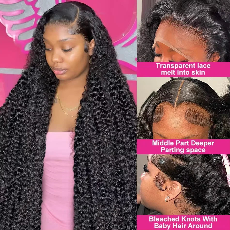 200% Density Loose Deep Wave Hd Transparent Lace Front Wig For Women 30 36 Inch 13x6 Brazilian Curly Human Hair Lace Frontal Wig