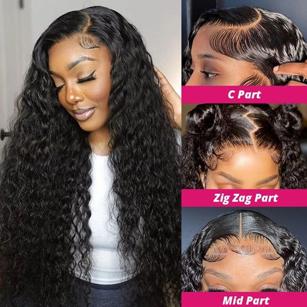Deep Wave 6x6 Glueless Wig Human Hair Ready To Wear Deep Curly 13x6 Hd Lace Human Hair Wigs  for Black Women 250% Dentisy