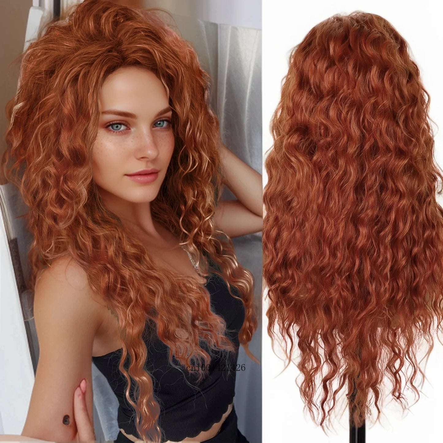 New Ash Blonde Wig Synthetic Long Curly Hair Wigs for Women Fluffy Wave Ombre Wig Costume Carnival Party Regular Cur Wig 26 Inch