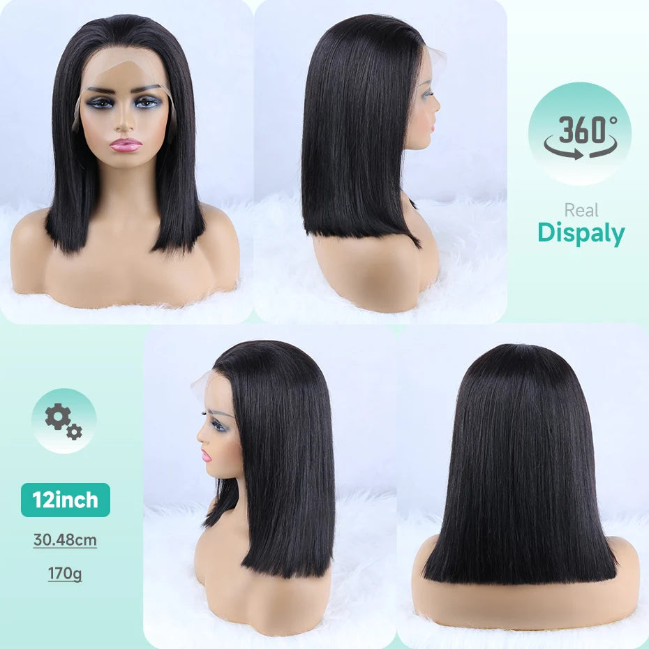 250 Density Raw Hair Vietnamese Bone Straight Bob Wig 100 Human Hair 13x6 Hd Lace Frontal Wig 13x4 Lace Front Human Hair Wig 12A
