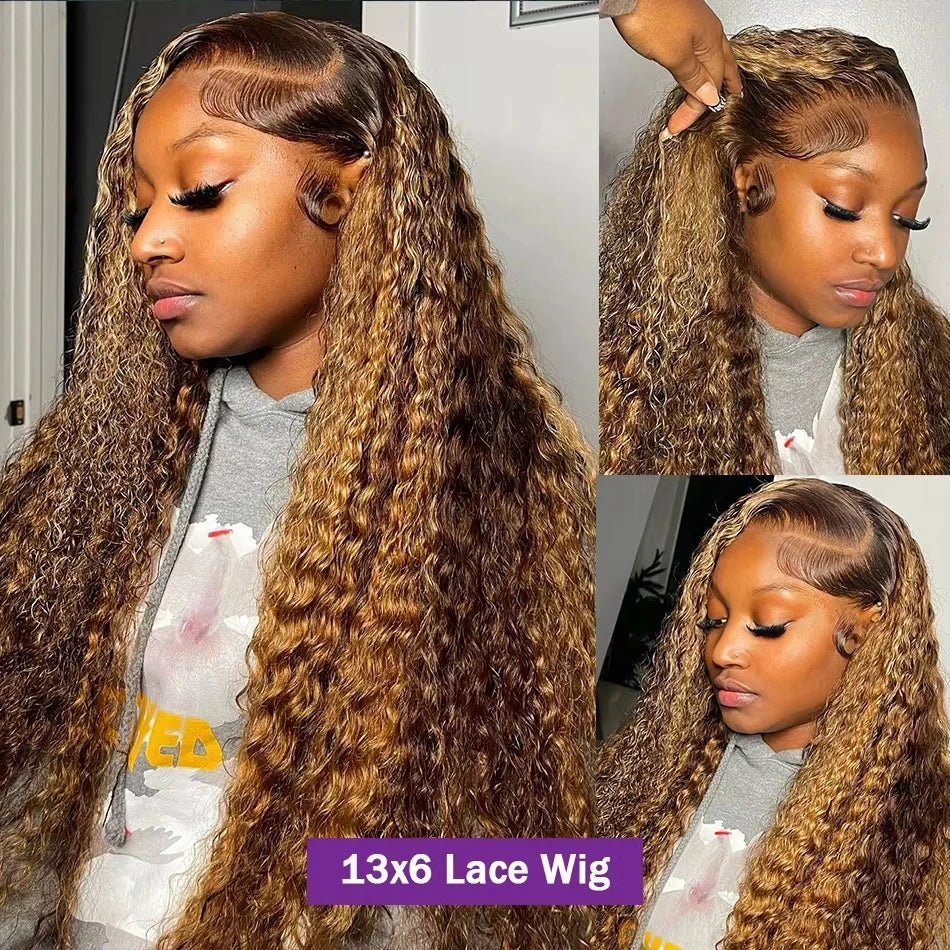 Highlight Curly Wigs 13x6 Lace Front Human Hair Wig Honey Blonde Deep Wave 13x4 Hd Lace Wigs 100 Human Hair Wigs For Women
