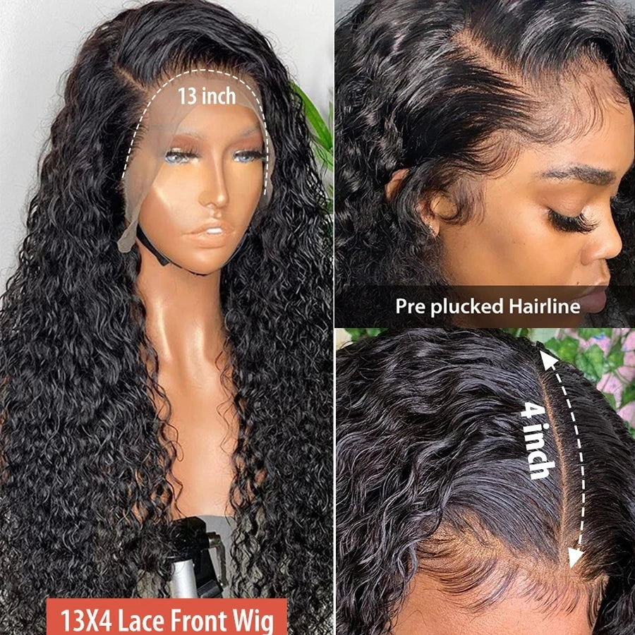 HD 13x6 Glueless Lace Front Wig Deep Curly Human Hair Wigs Pre Plucked Cheap Vietnamese Wigs Water Wave 30 Inch Lace Frontal Wig