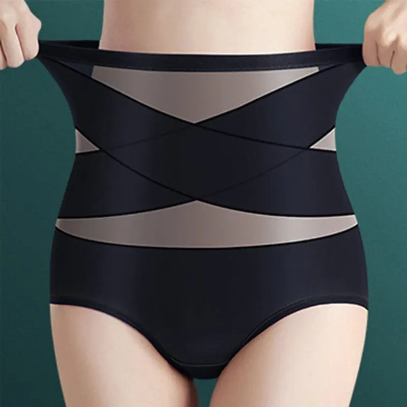 Women's highwaisted postpartum silk pants with abdominal lifting and shaping girdle