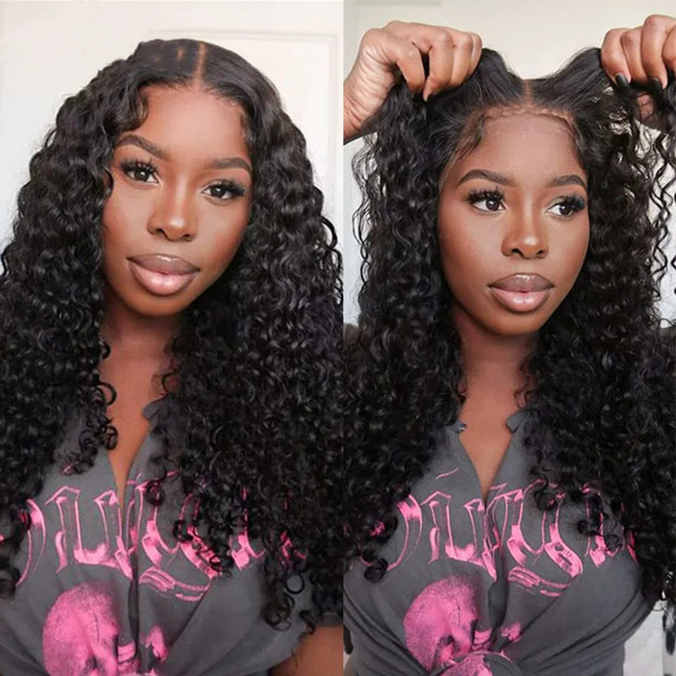 13x4 Lace Front Wig 10-34 Water Wave Lace Closure Wig Glueless Wig Human Hair Easy To Wear Curly HumanHair Wigs For Black Women