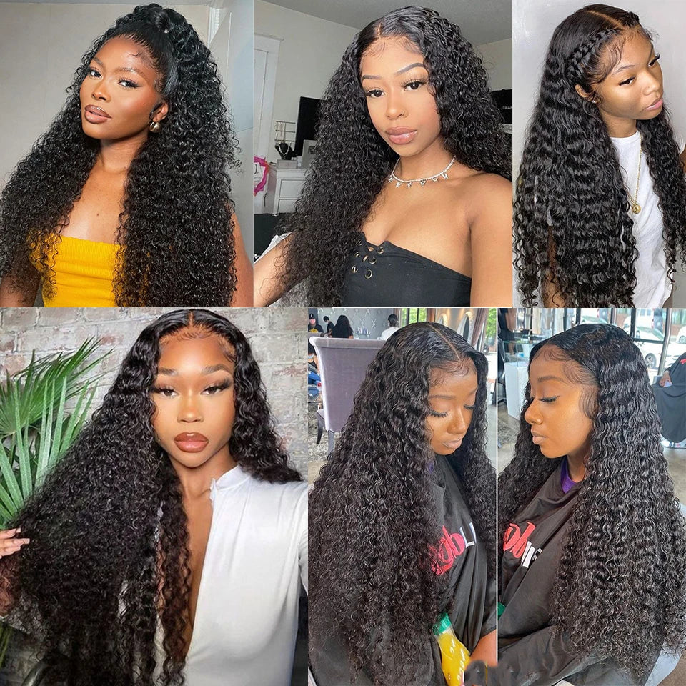13x4 Lace Front Wig 10-34 Water Wave Lace Closure Wig Glueless Wig Human Hair Easy To Wear Curly HumanHair Wigs For Black Women