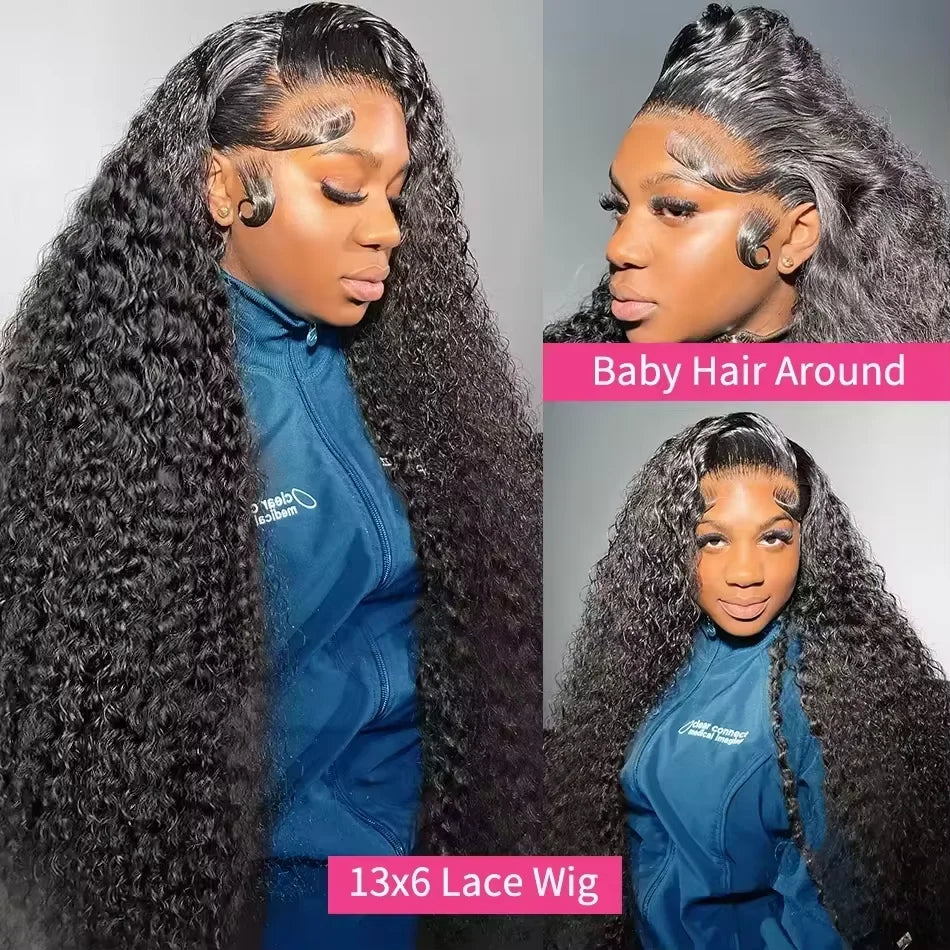 200% Density Loose Deep Wave Hd Transparent Lace Front Wig For Women 30 36 Inch 13x6 Brazilian Curly Human Hair Lace Frontal Wig