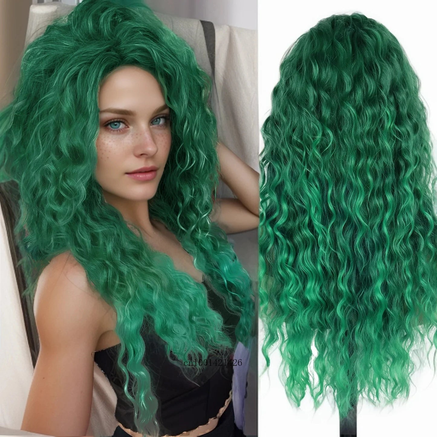 New Ash Blonde Wig Synthetic Long Curly Hair Wigs for Women Fluffy Wave Ombre Wig Costume Carnival Party Regular Cur Wig 26 Inch