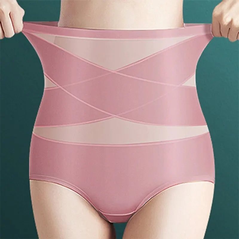 Women's highwaisted postpartum silk pants with abdominal lifting and shaping girdle