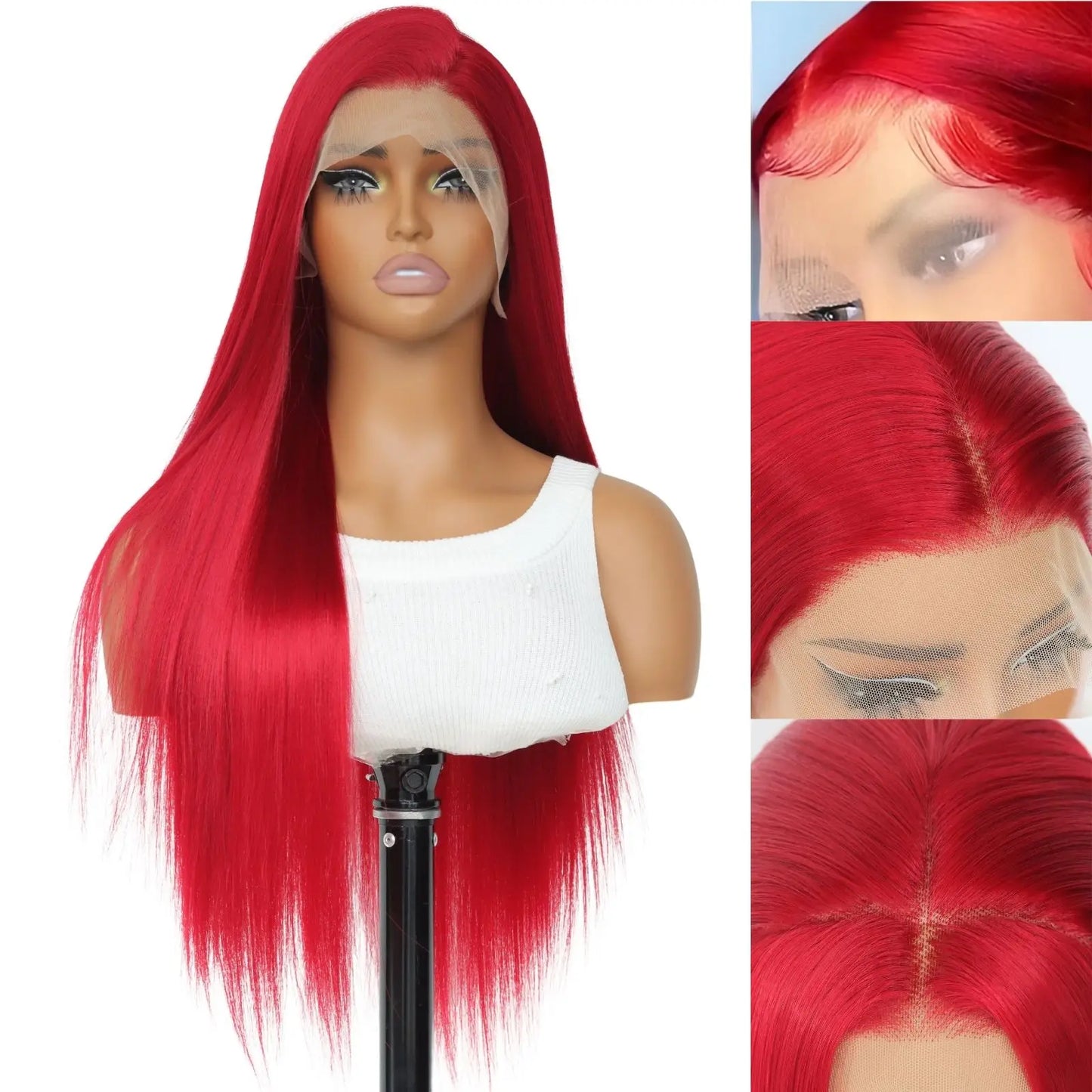 13X4 Burgundy Red Wig Long Straight Synthetic Lace Front Wig Dark Wine Colored Hair Lace Frontal Wigs for Women Party Cosplay