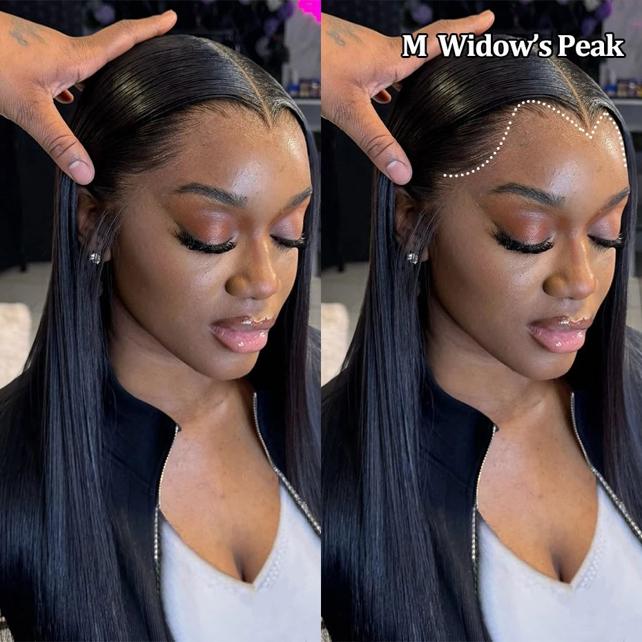 Pre Plucked M-Shaped Hairline Lace Front Human Hair Wigs 13x4 13x6 Transparent Lace Frontal Wig Widow's Peak Raw Vietnamese Hair