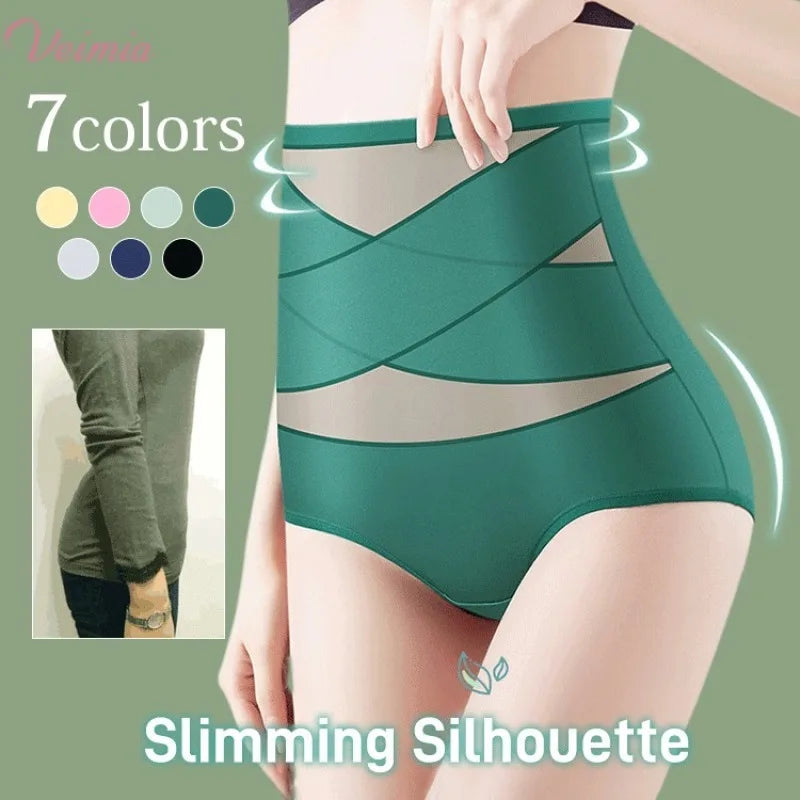 Women's highwaisted postpartum silk pants with abdominal lifting and shaping girdle