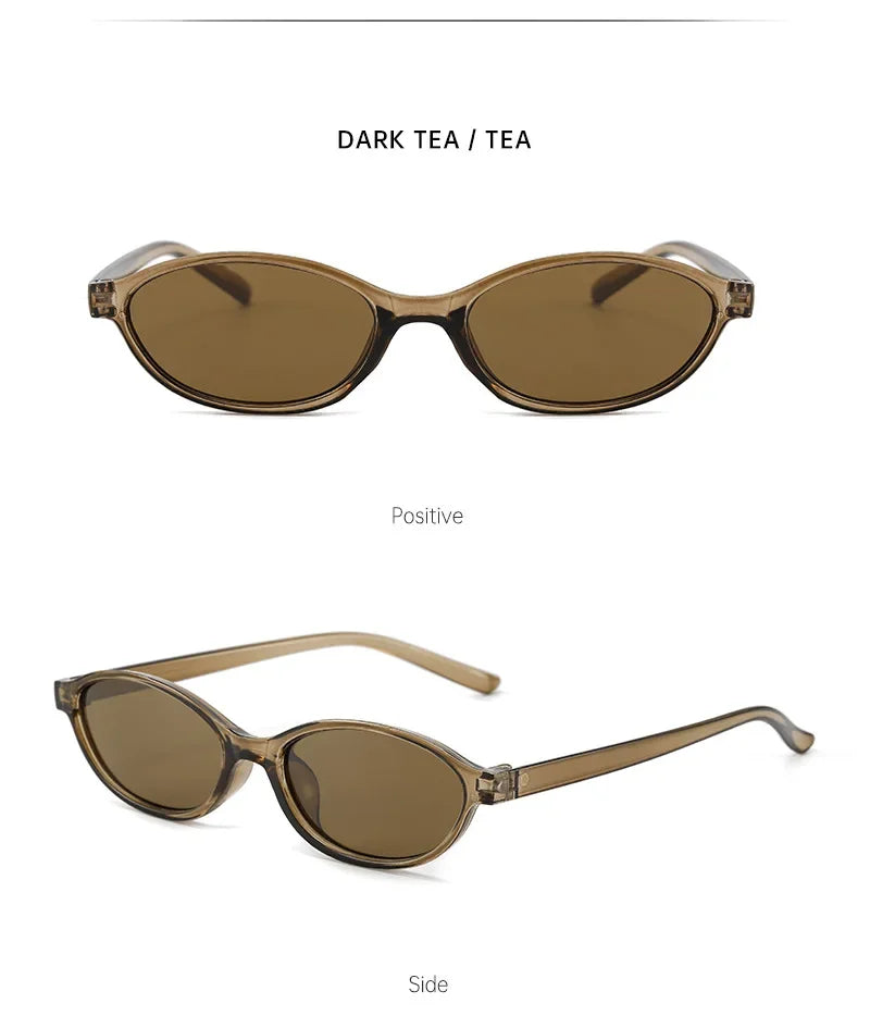 Retro Oval Frame Sunglasses Fashion Personalized Trendy Small Frame Sunglasses Punk Cat Eyes Sunshade Sun Protection Glasses