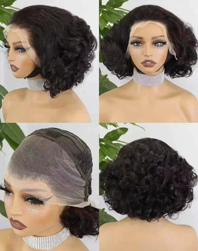 12A Raw Donor Human Hair Wigs 13x4 HD Lace Frontal 250% Density Unprocessed Vietnamese Double Drown Bouncy Wave Lace Frontal Wig