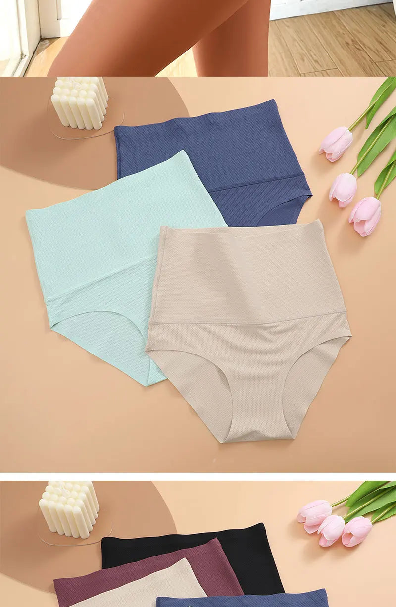 FINETOO Plus Size Breathable Underwear Seamless High Waist Panties Women's Abdomen Hip Lift Briefs Body Shaping Lingerie Pants