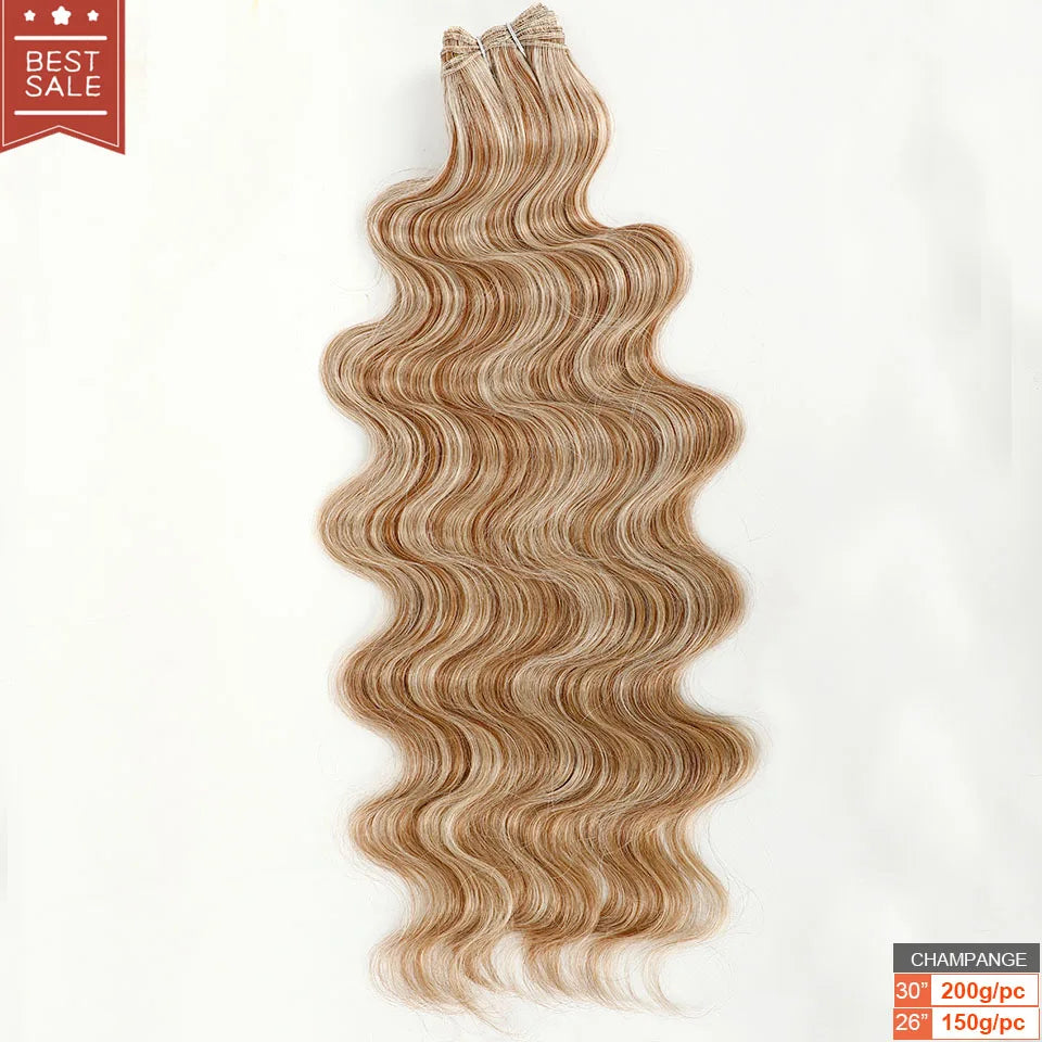 Magicae Brown Body Wave 30Inches 200g Hair Bundles Blond 27/613 White 60# Soft High Synthetic Hair Weave Ombre Gray M888 Hair
