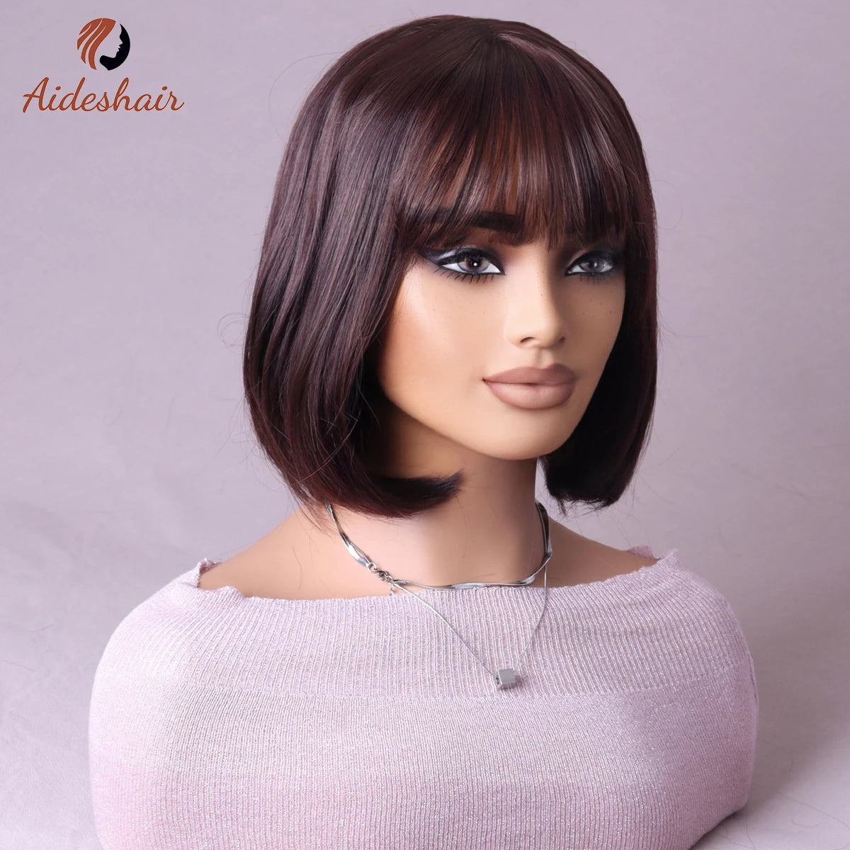 Synthetic  aideshair wig Full head set feminine clavicle Bob simulates natural short hair everyday full  top synthetic wig