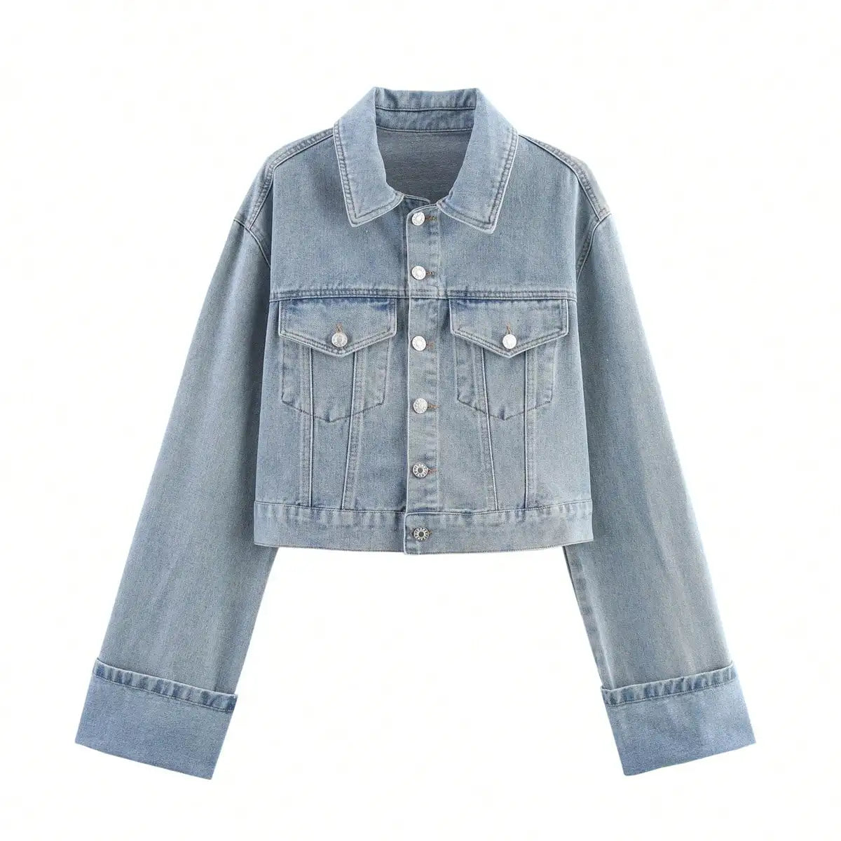 TRAFZA Women Vintage Denim Jacket Pant Sets Single Breasted Lapel Long Sleeve Coat Wide Leg Trousers Jeans High Street Outfits