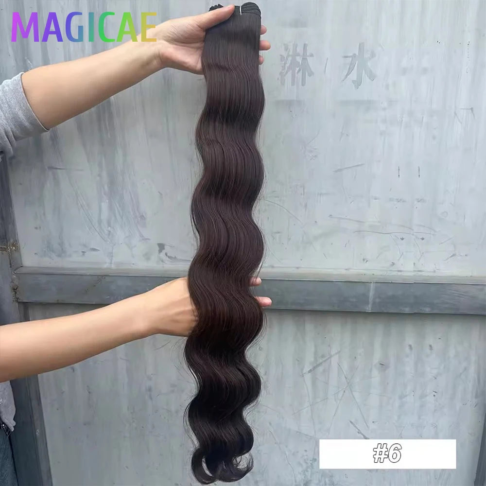30Inches Red Burgundy High Temperature Soft Sliver White 613 Natural Fiber Hair Extensions GREY Bio Body Wave Hair Weave Bundles