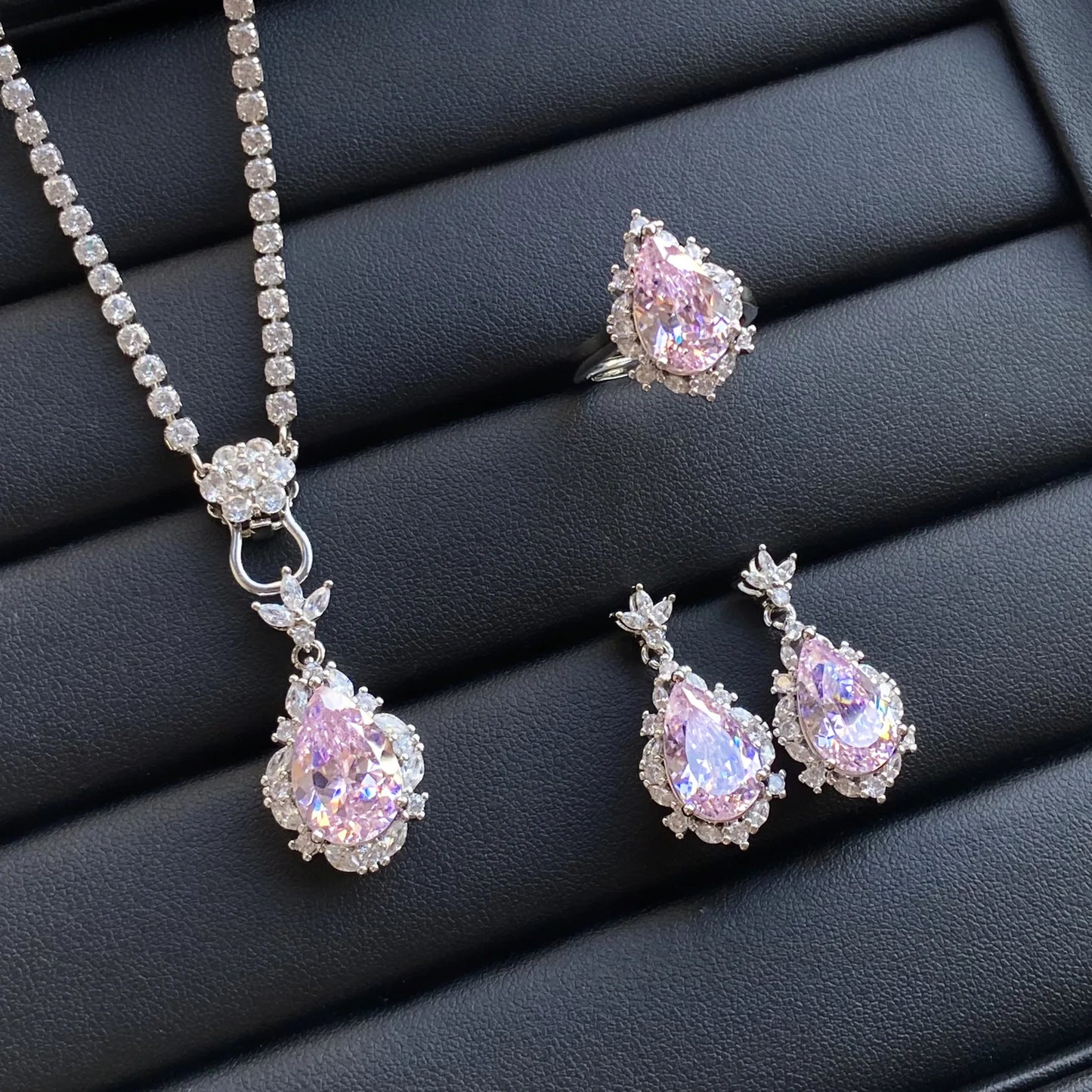 Valuable Lab Jade Diamond Jewelry set 925 Sterling Silver Engagement Wedding Rings Earrings Necklace For Women Bridal Party Gift