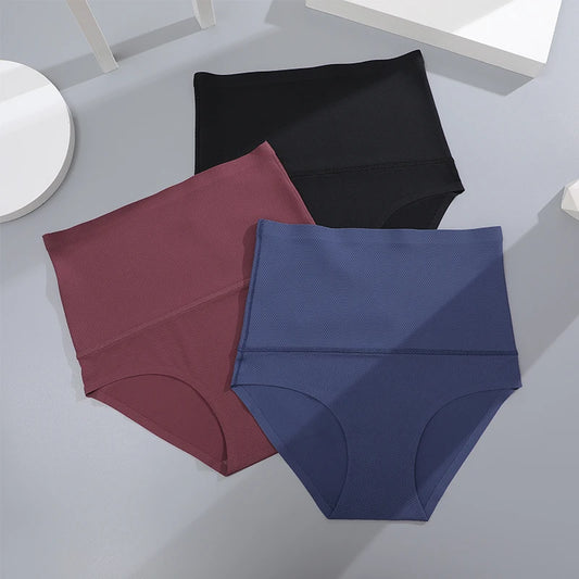 FINETOO Plus Size Breathable Underwear Seamless High Waist Panties Women's Abdomen Hip Lift Briefs Body Shaping Lingerie Pants