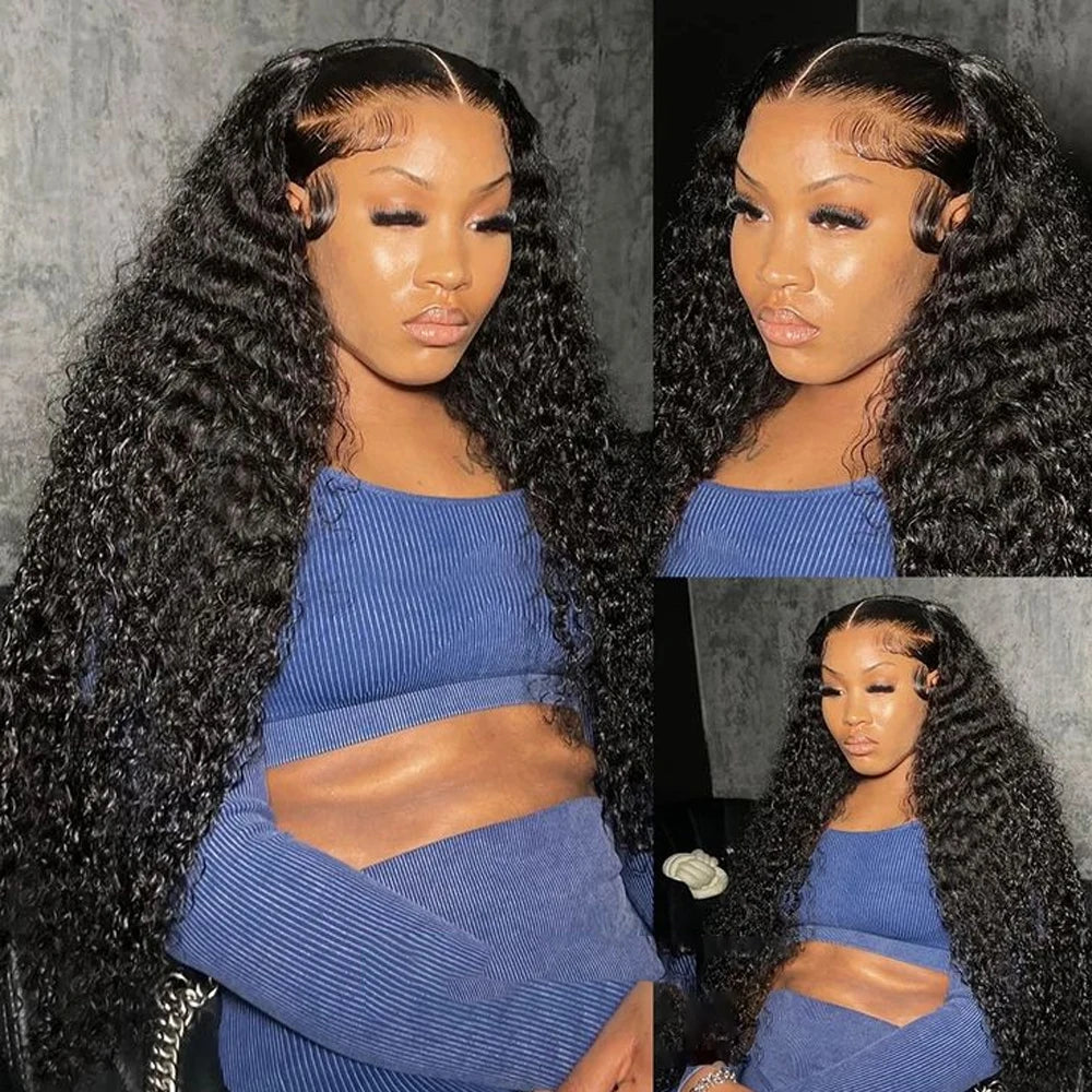 Deep Wave 6x6 Glueless Wig Human Hair Ready To Wear Deep Curly 13x6 Hd Lace Human Hair Wigs  for Black Women 250% Dentisy