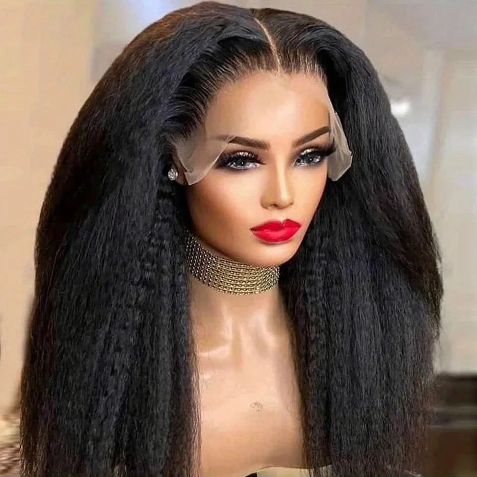 34 Inch 13X4 Transparent Yaki Kinky Straight Lace Front Human Hair Wigs For Women Curly 4X4 Closure Wig Pre Plucked Wig On Sale