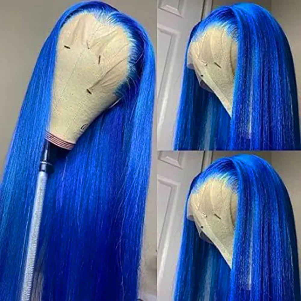 #60 Platinum Blonde Wig Synthetic Lace Front Wigs For Women Long Silky Straight Wig Lace Hair Grey Blue Pink Wig Frontal Cosplay