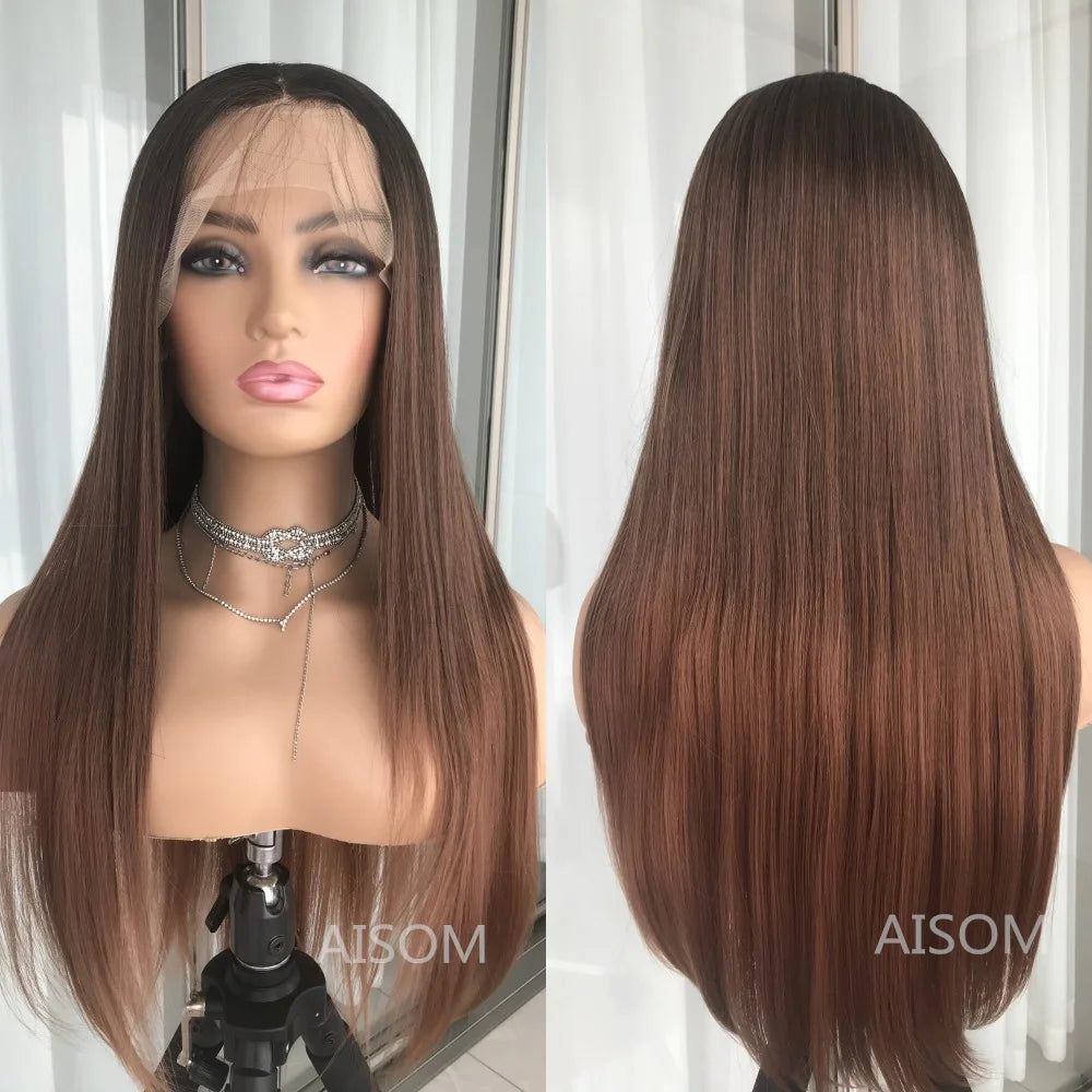 Highlight Blonde Platinum Straight Lace Front Wig Synthetic Hair for Women 13x4” Lace Frontal Wig Pre Plucked Blonde Colored Wig