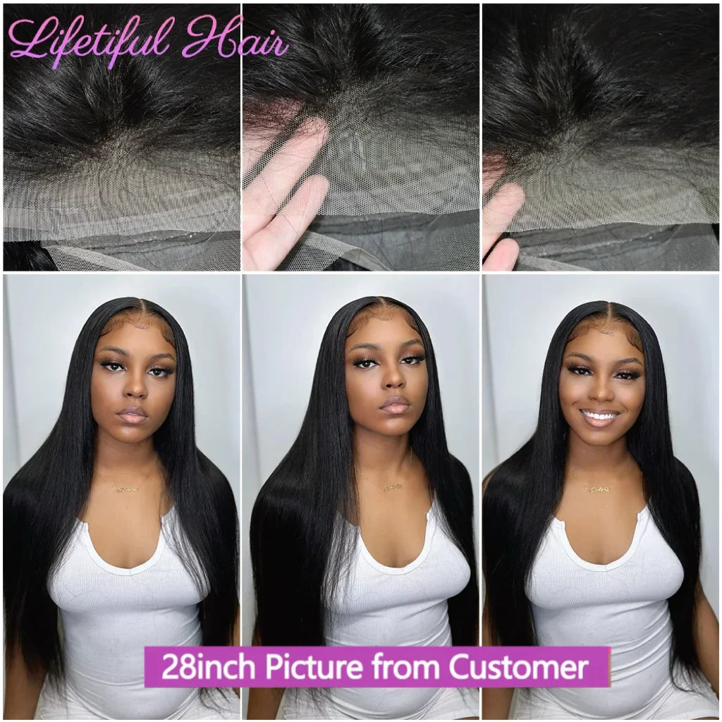 28 30 Inch Straight 13x4 Lace Front Human Hair Wig For Women Brazilian Human Hair Remy Transparent HD Lace Wigs Human Hair