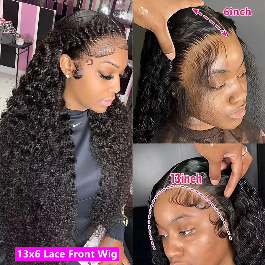 Kinky Curly Human Hair Wigs Deep Wave 13x6 HD Lace Frontal Wig Black Brazilian 13x4 HD Lace Front 100% Human Hair Wigs For Women