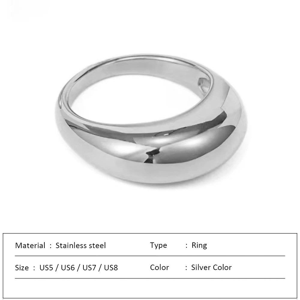 COLALA Waterproof Fashion Simple Stainless Steel Rings for Women Arc Rings Jewellery No fading Geometric Ring Size 5 6 7 8