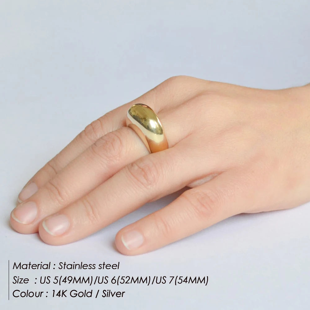 COLALA Waterproof Fashion Simple Stainless Steel Rings for Women Arc Rings Jewellery No fading Geometric Ring Size 5 6 7 8