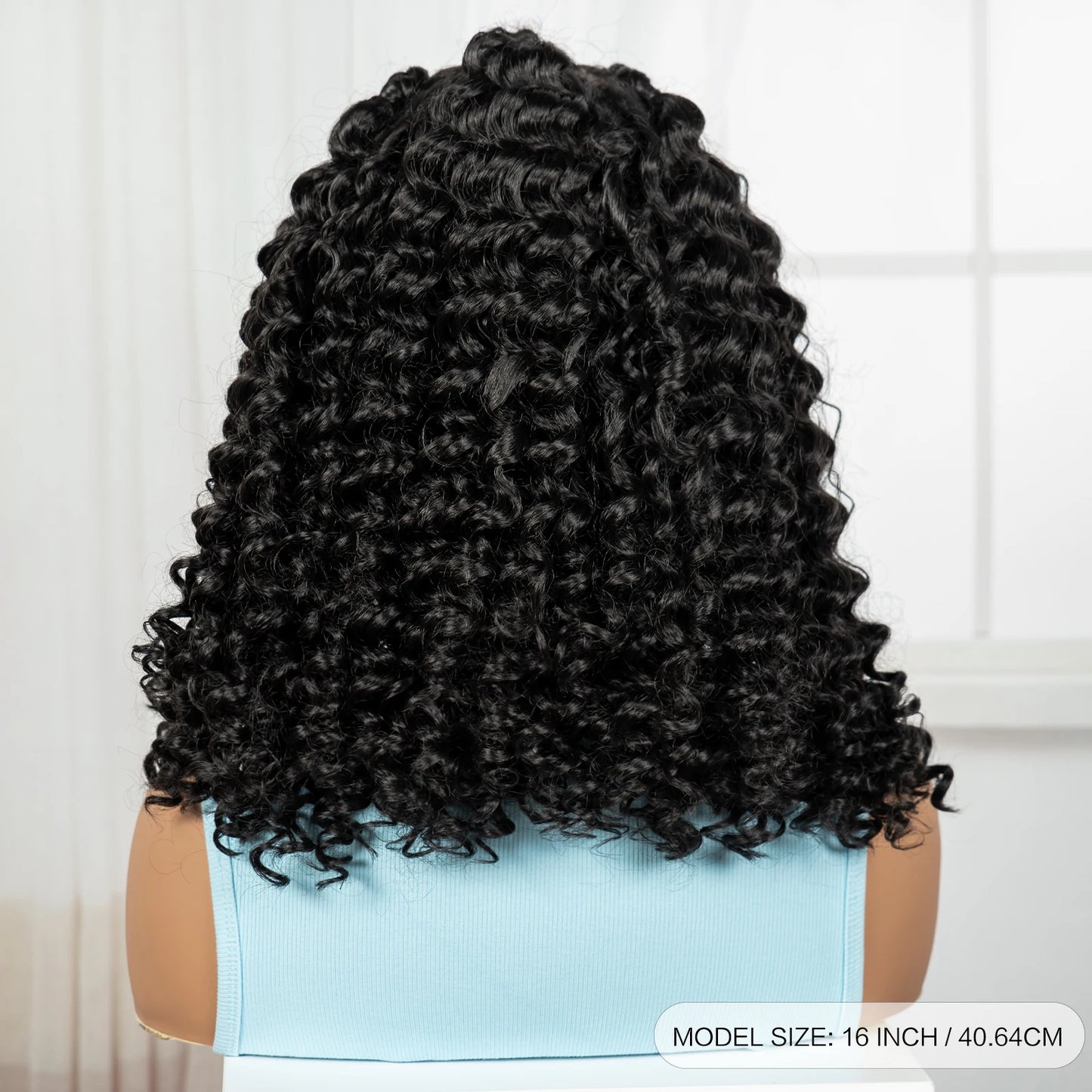 16inch 13x6 Lace Frontal Curly Hair Bob Wigs with Cornrow Braids Synthetic Deep Wave Brazilian Remy Hair Wigs for Black Women