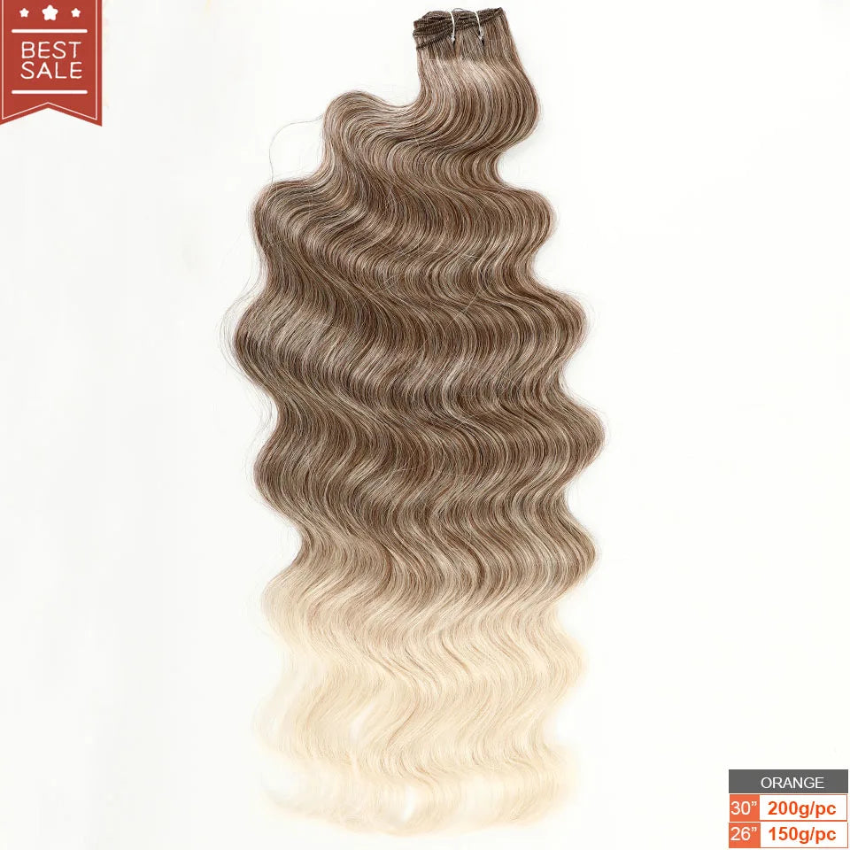 Magicae Brown Body Wave 30Inches 200g Hair Bundles Blond 27/613 White 60# Soft High Synthetic Hair Weave Ombre Gray M888 Hair