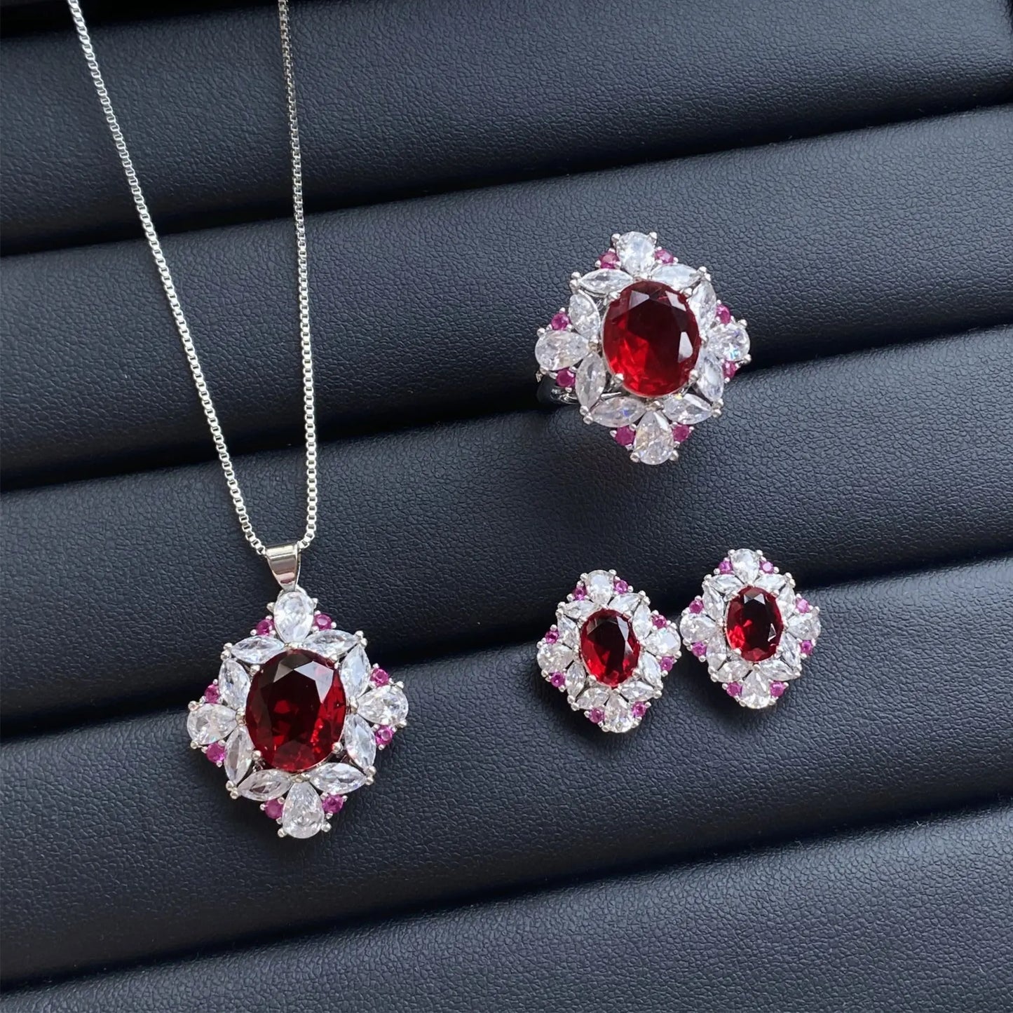 Valuable Lab Jade Diamond Jewelry set 925 Sterling Silver Engagement Wedding Rings Earrings Necklace For Women Bridal Party Gift