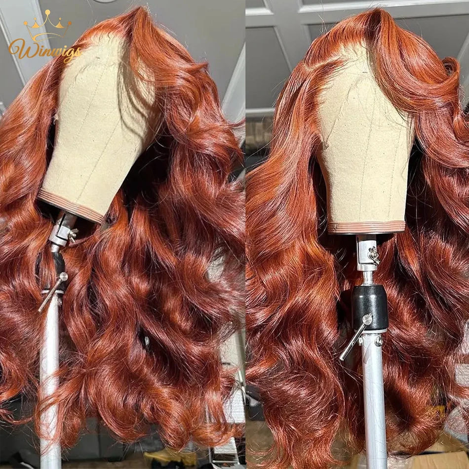 Reddish Brown Body Wave Lace Front Wigs 100% Human Hair 13x6 Lace Frontal Wig Brazilian Pre Plucked 13x4 Dark Red Brown Full Wig