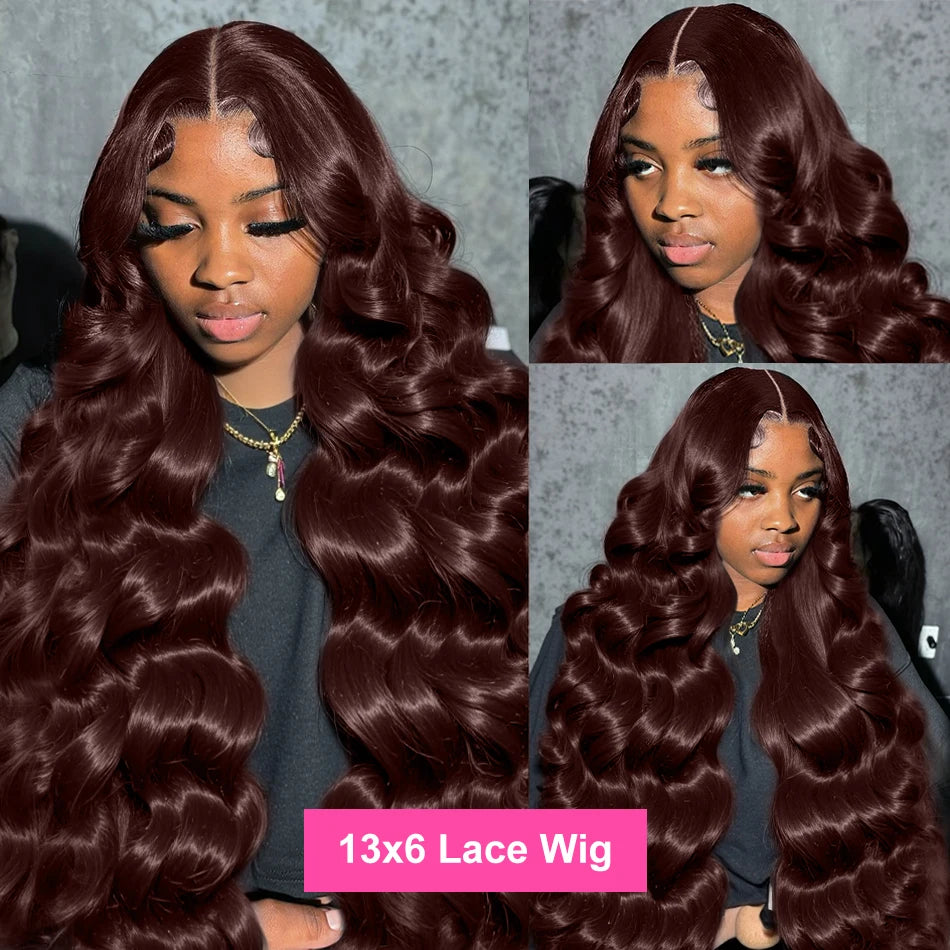 Rosabeauty Brazilian Chocolate Brown Body Wave Lace Front Human Hair Wigs 36 38 40 Inch Brown 13x6 HD Lace Frontal Wig For Women