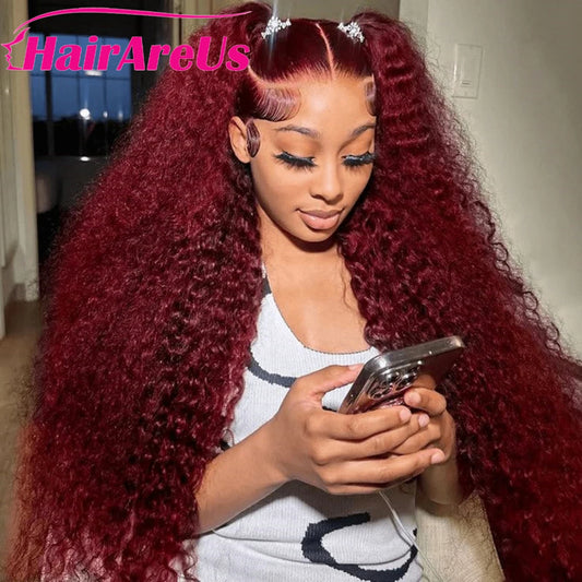 99J Burgundy 13X4 Lace Front Wig Curly Human Hair Wigs 13X6 Hd Lace Wig Human Hair Colored Deep Wave Frontal Wig Water Wave Wig
