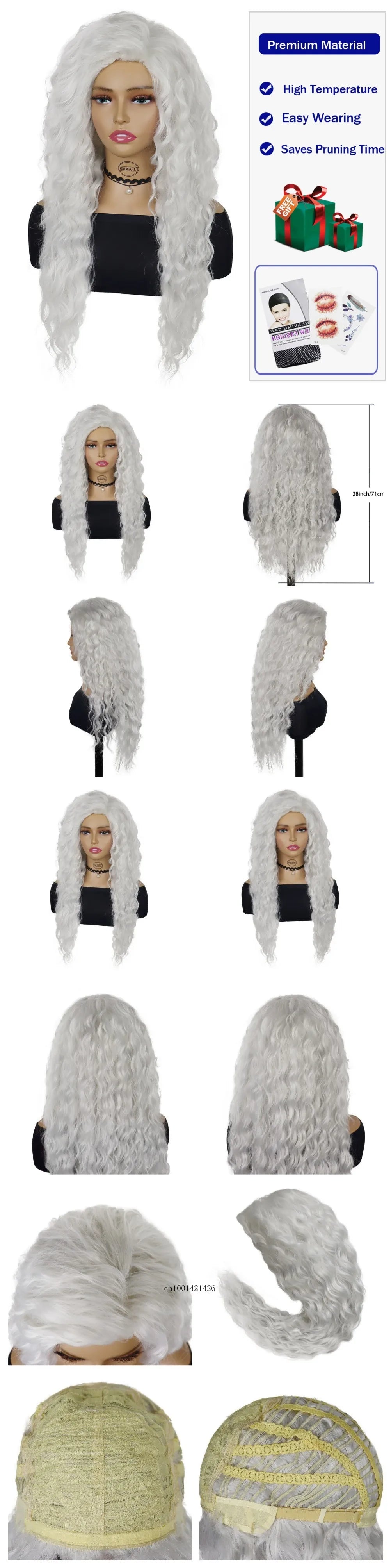New Ash Blonde Wig Synthetic Long Curly Hair Wigs for Women Fluffy Wave Ombre Wig Costume Carnival Party Regular Cur Wig 26 Inch