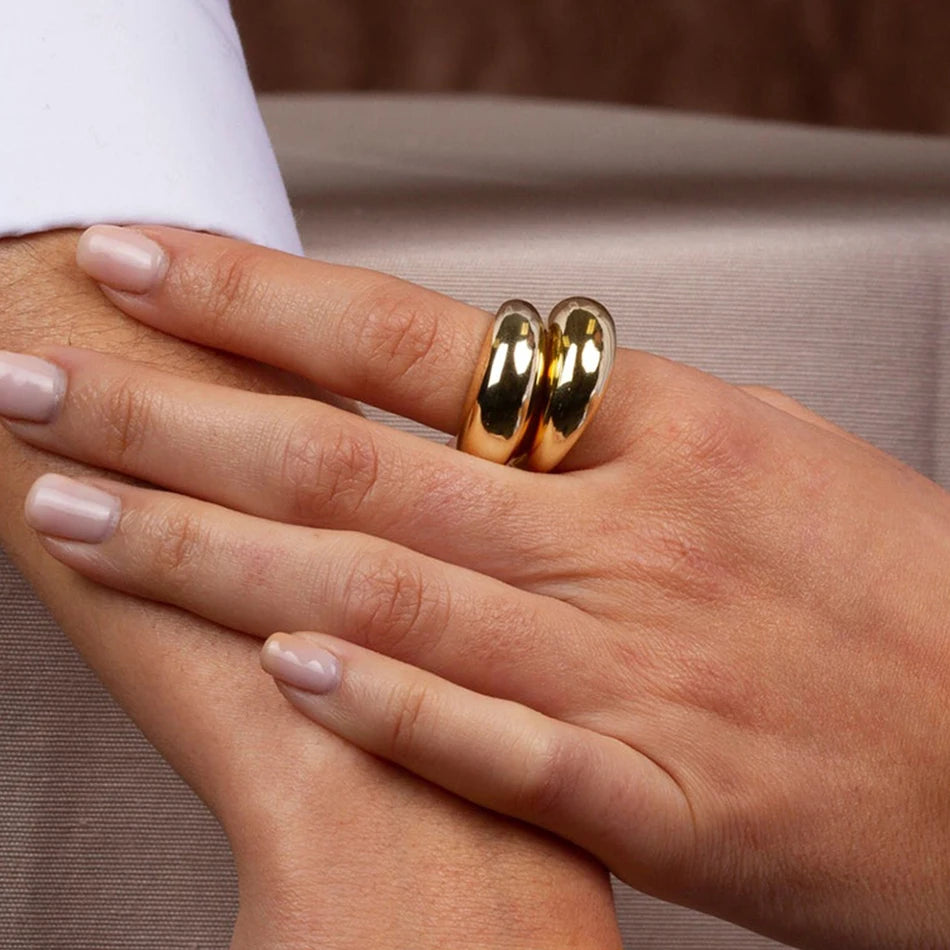 COLALA Waterproof Fashion Simple Stainless Steel Rings for Women Arc Rings Jewellery No fading Geometric Ring Size 5 6 7 8