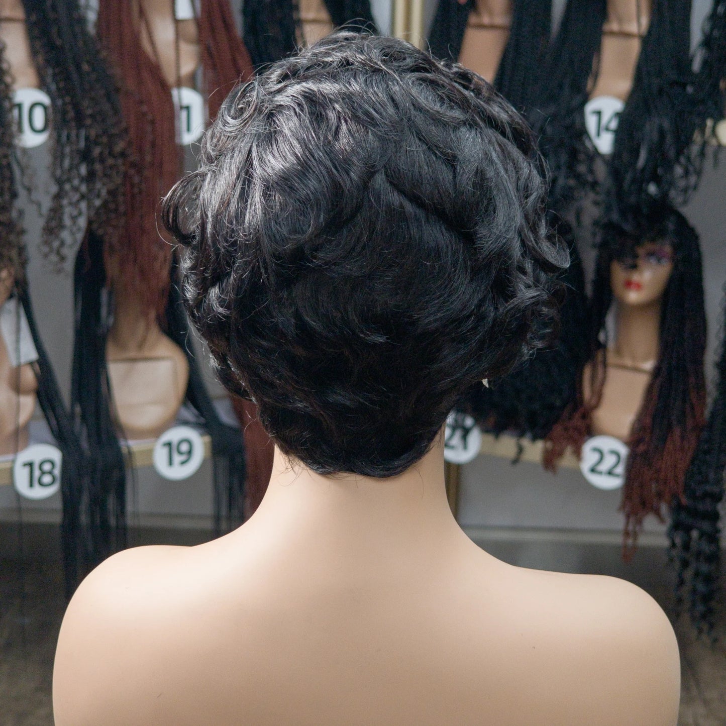 Natural Color 180% Density Pixie Cut Curly Wigs 13x4 Transparent Lace Frontal Wigs Brazilian Human Hair Bouncy Curly Bob Wig 1B#