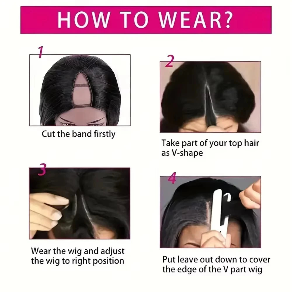 V Part Wig Human Hair No Leave Out Brazilian Water Wave Human Hair Wigs for Women V Part Deep Curly Wigs No Glue Wig Virgin 250%