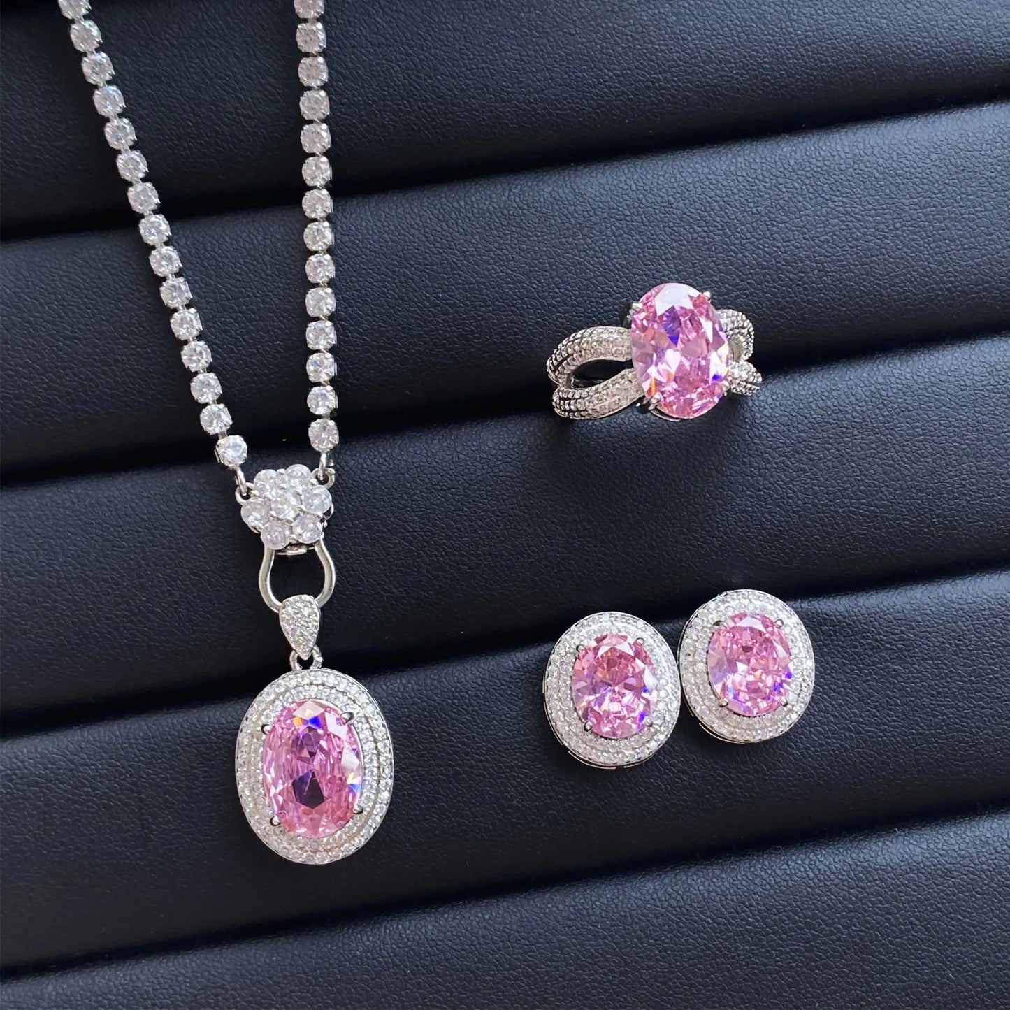 Valuable Lab Jade Diamond Jewelry set 925 Sterling Silver Engagement Wedding Rings Earrings Necklace For Women Bridal Party Gift