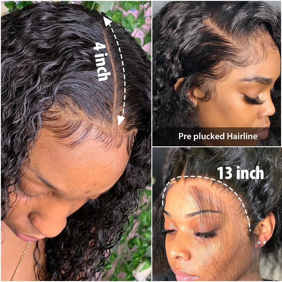 Kinky Curly Human Hair Wigs Deep Wave 13x6 HD Lace Frontal Wig Black Brazilian 13x4 HD Lace Front 100% Human Hair Wigs For Women